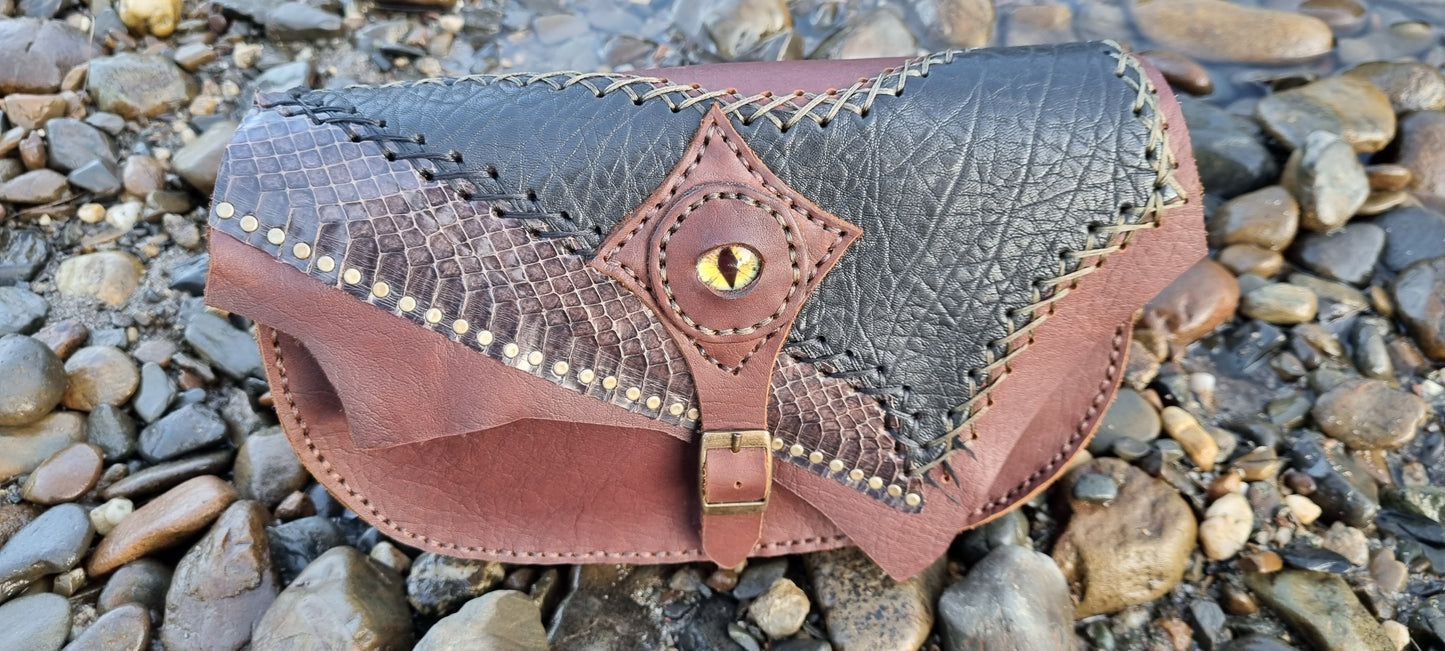 Double Snake Leather Bum Bags