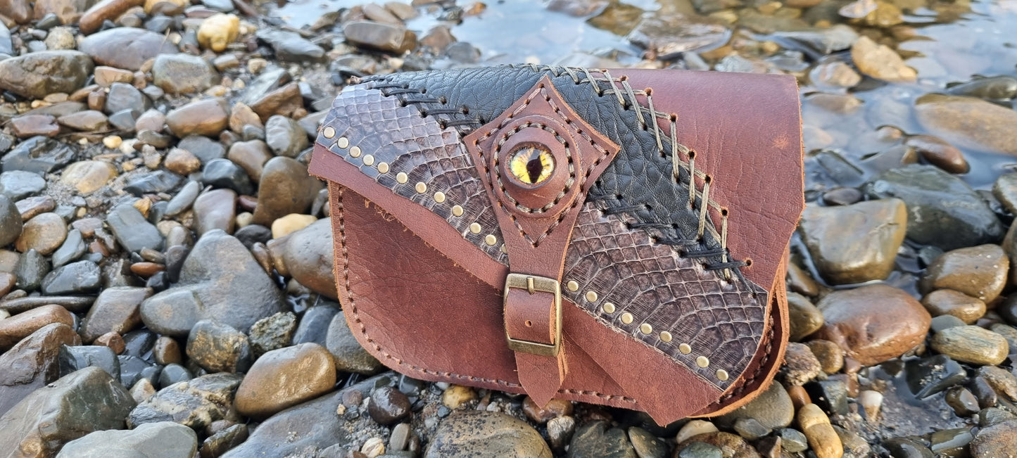 Double Snake Leather Bum Bags