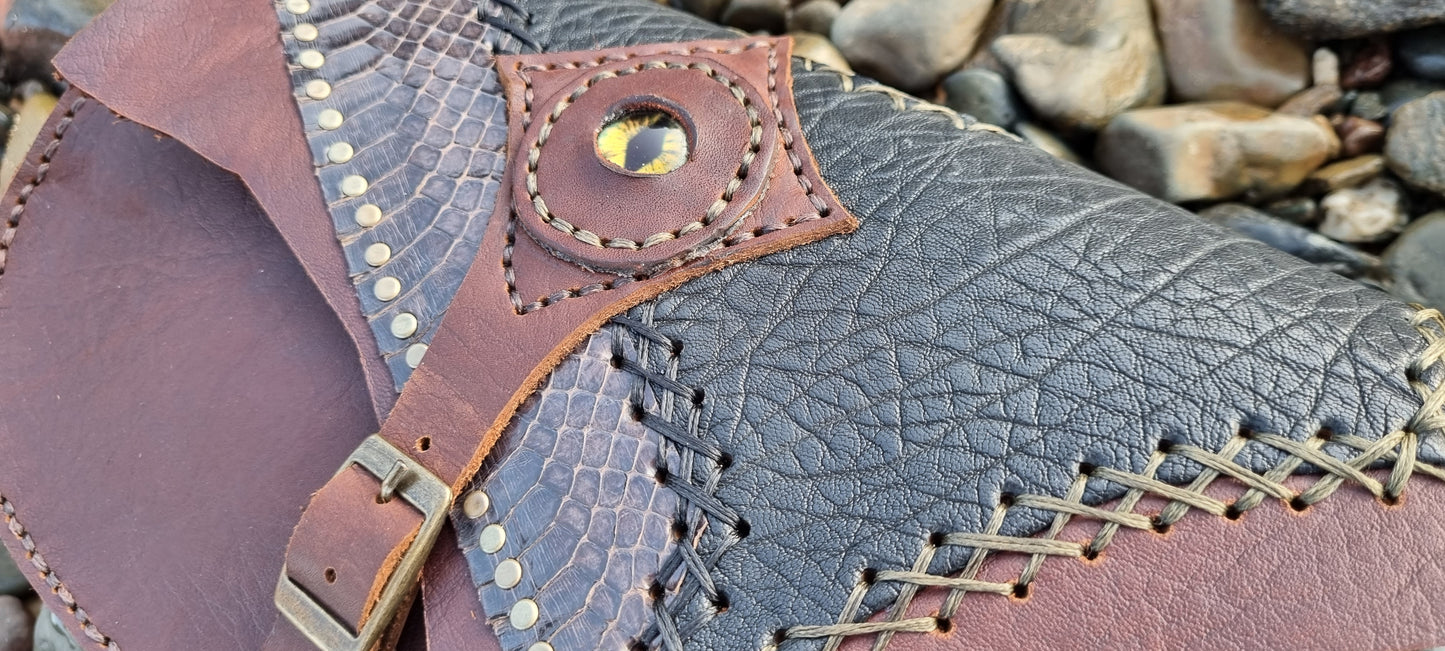 Double Snake Leather Bum Bags