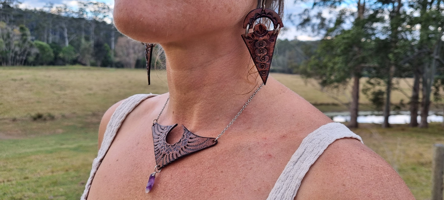 Tribal leather necklace