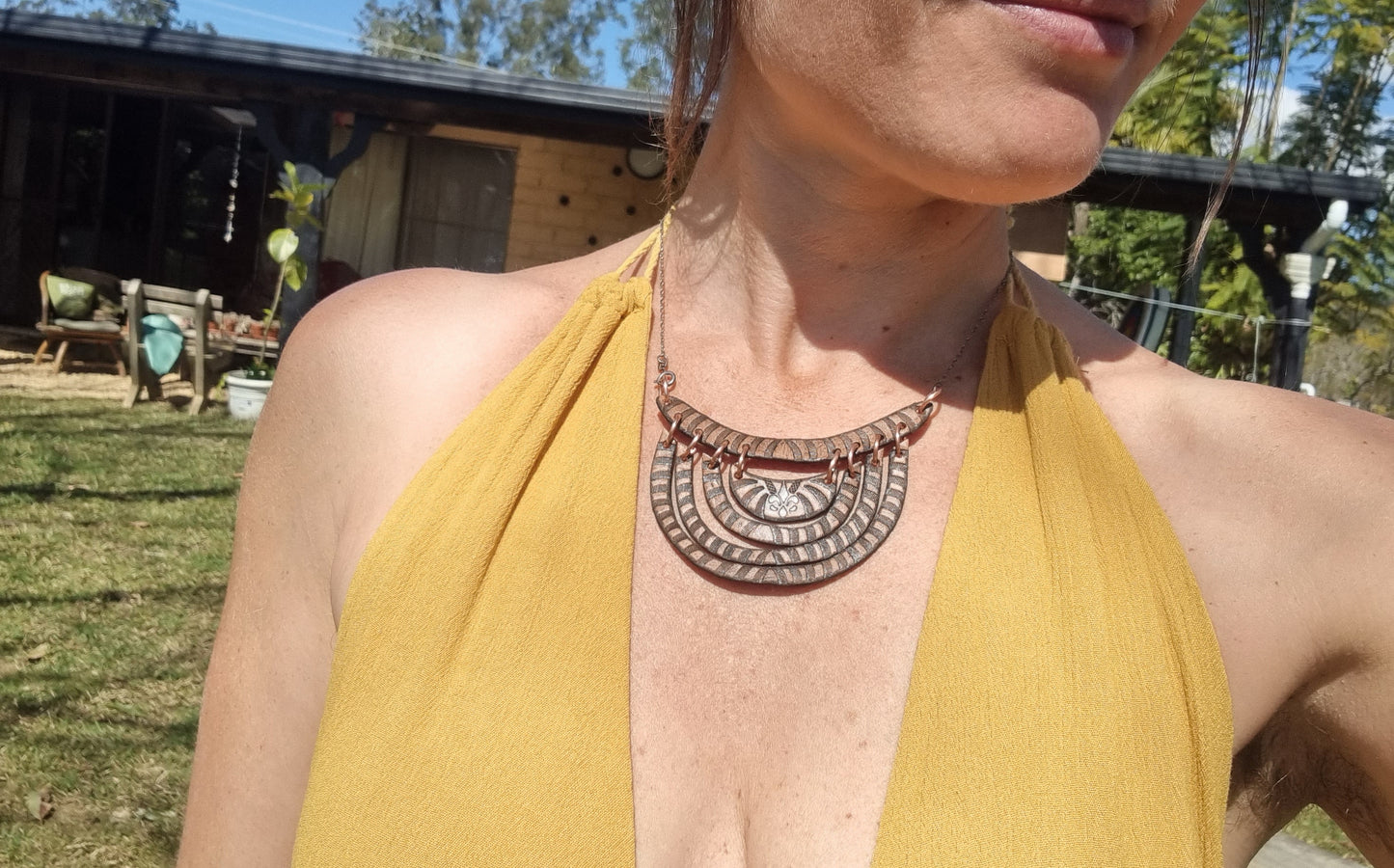 Tribal leather necklace