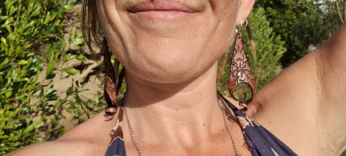 Tribal leather earrings