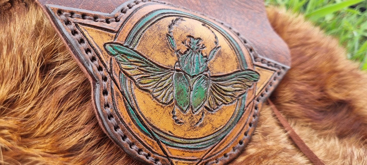 Carved Scarab Beetle Tobacco Pouch