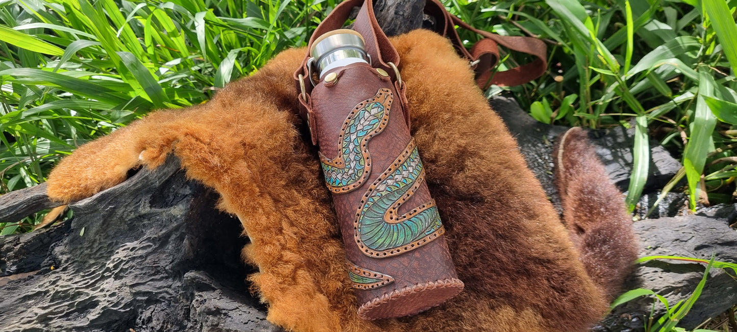 Handmade Snake Leather Drink Bottle Holder