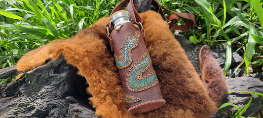 Handmade Snake Leather Drink Bottle Holder