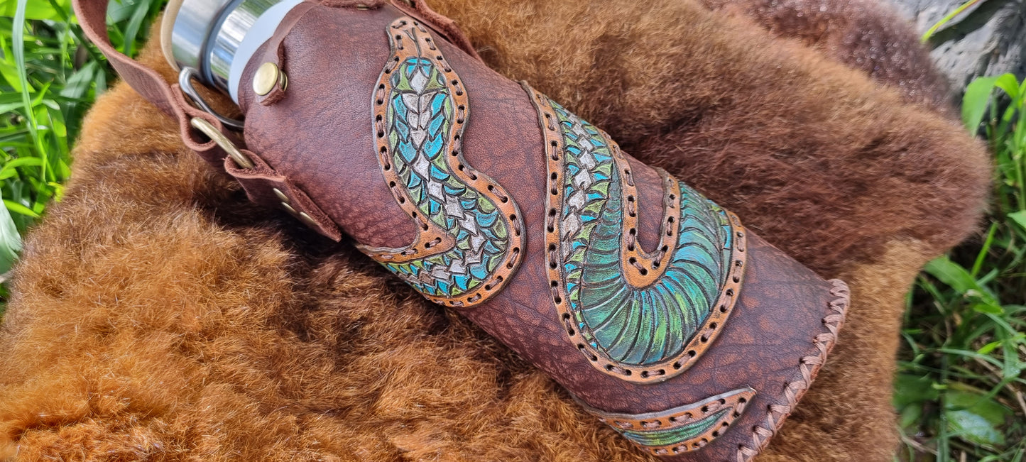 Handmade Snake Leather Drink Bottle Holder