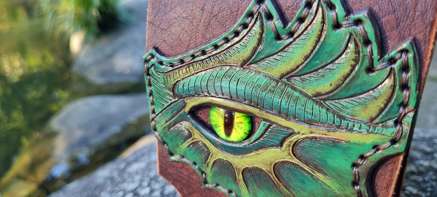 Leather Drink Bottle Holder with Dragon Eye