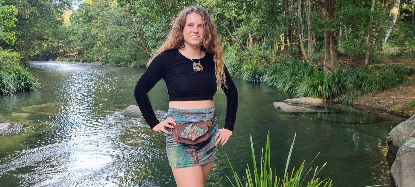 Engraved Womens Leather Bum Bag