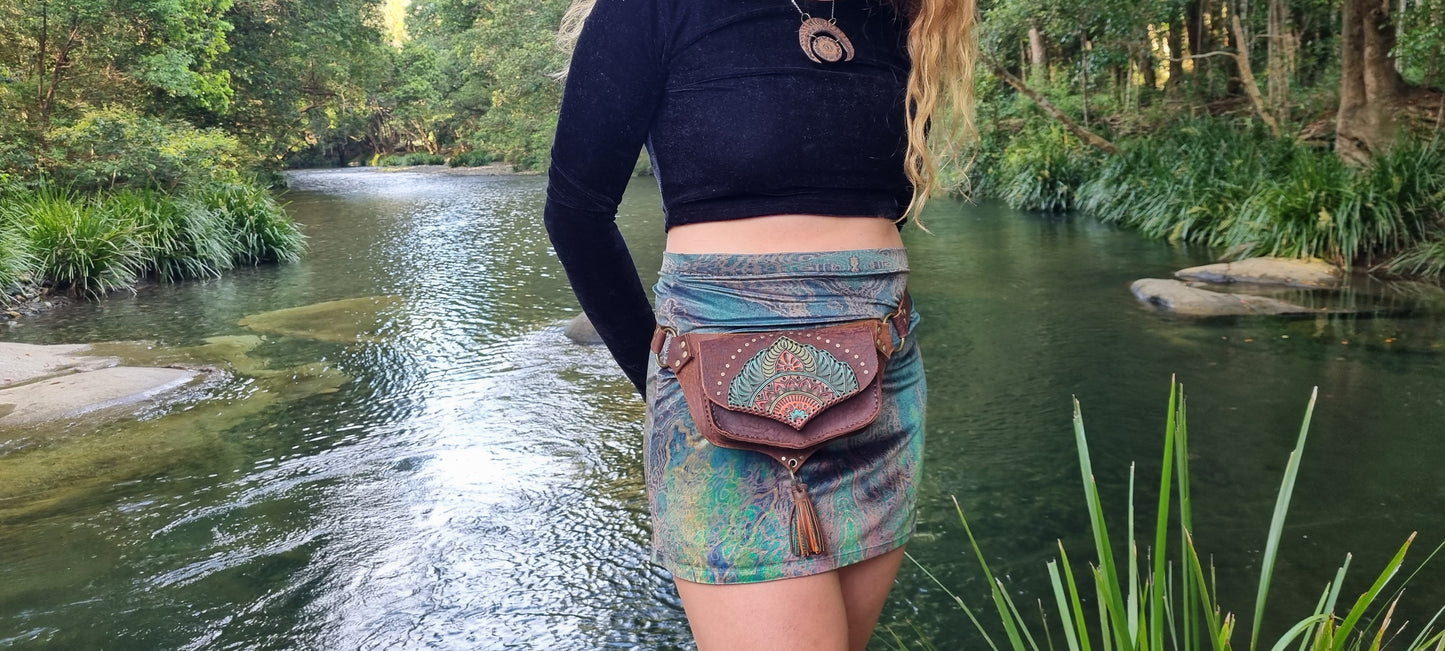 Engraved Womens Leather Bum Bag