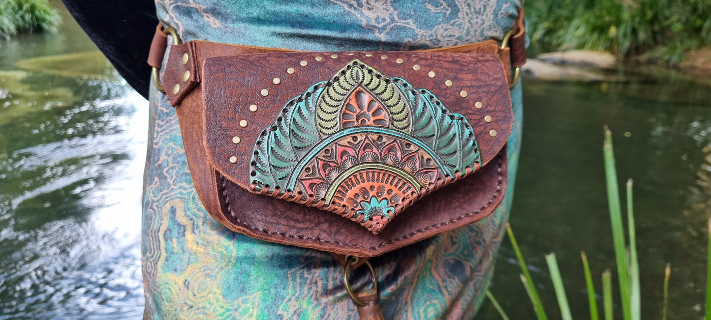 Engraved Womens Leather Bum Bag