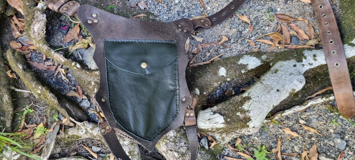 Carved Tribal Crocodile Drop Leg Bag