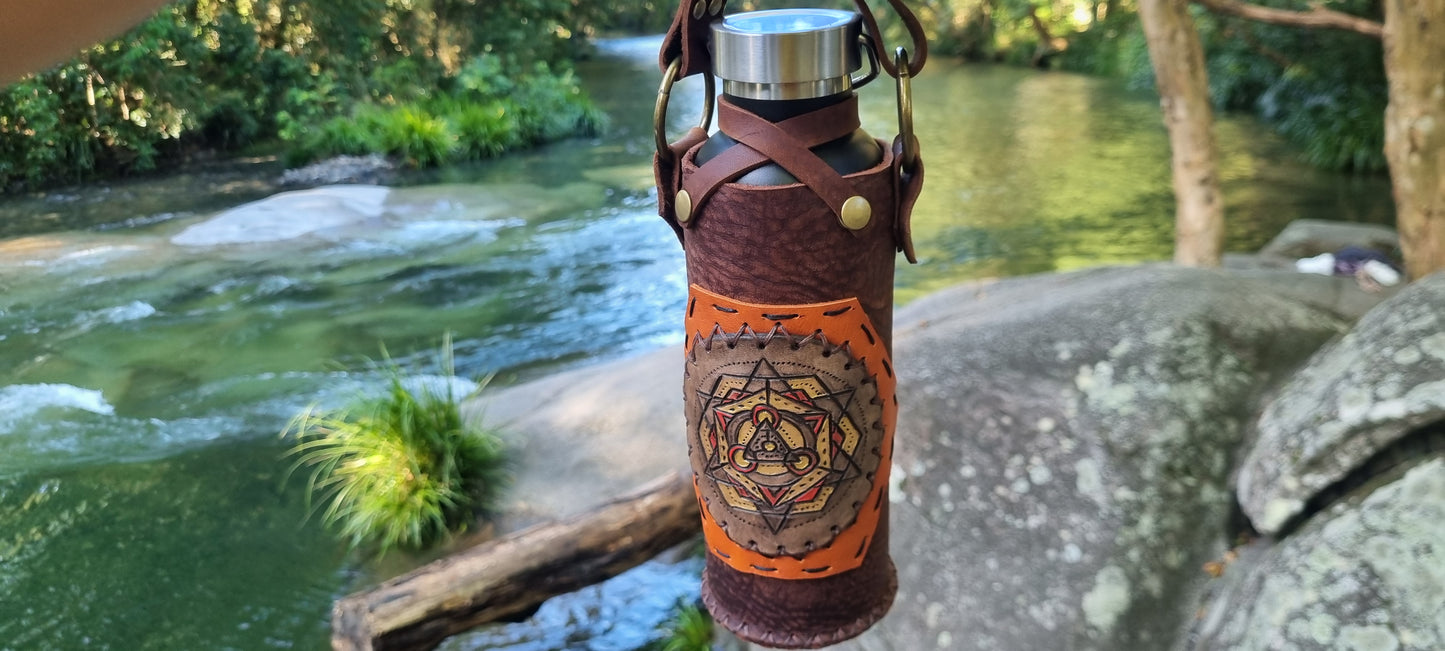 Handmade Leather Drink Bottle Holder