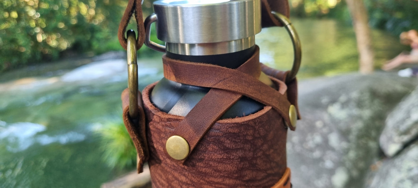 Handmade Leather Drink Bottle Holder