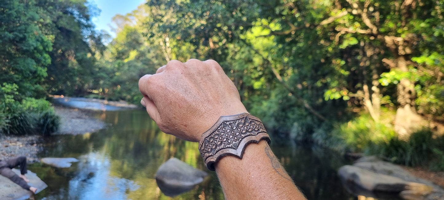Carved Leather Cuff
