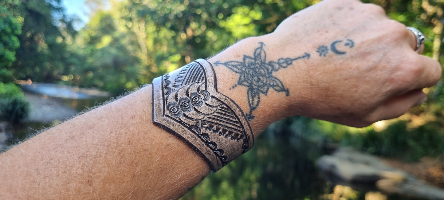 Carved Leather Cuff