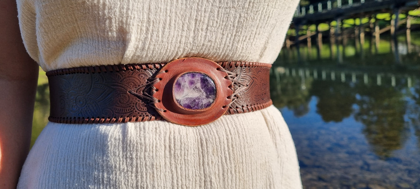 Decorative waist leather belt