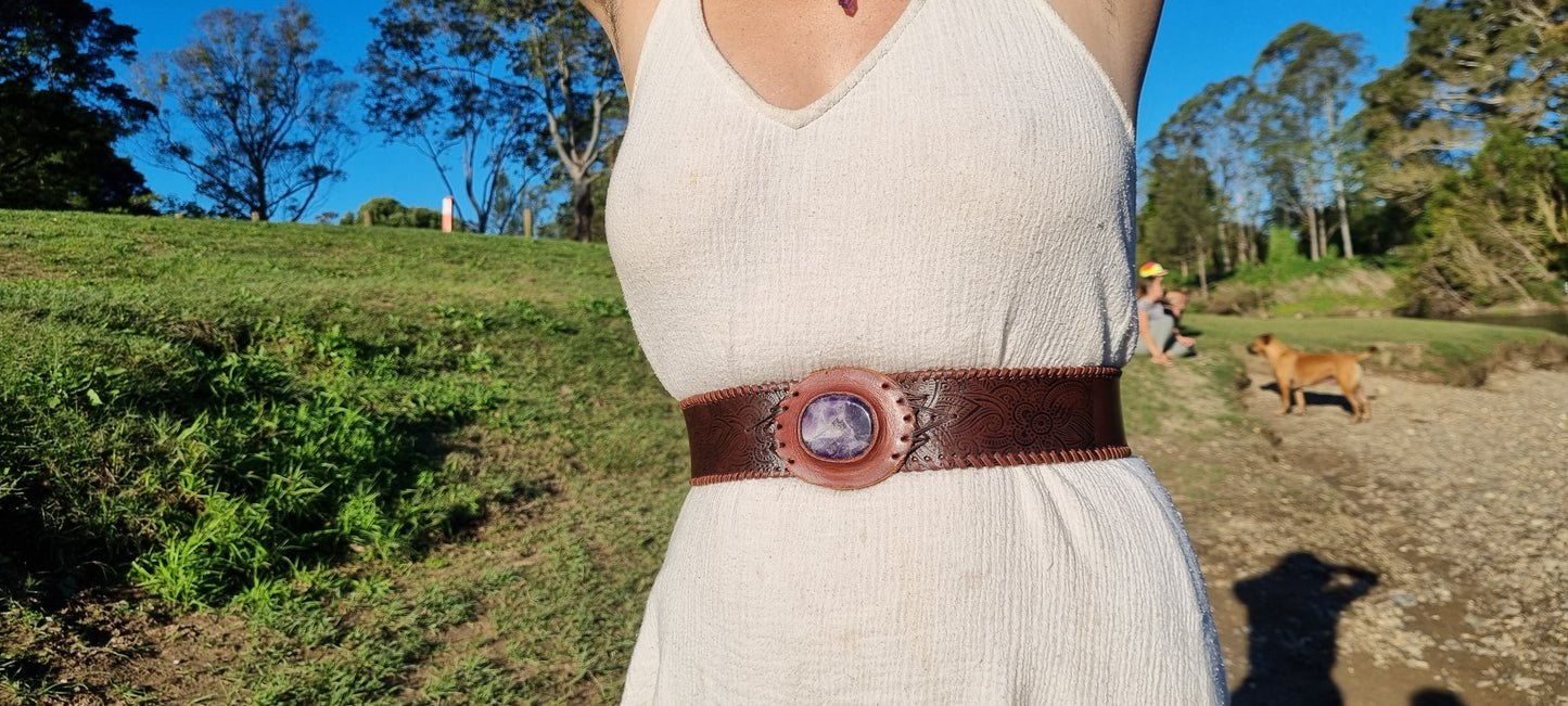 Decorative waist leather belt