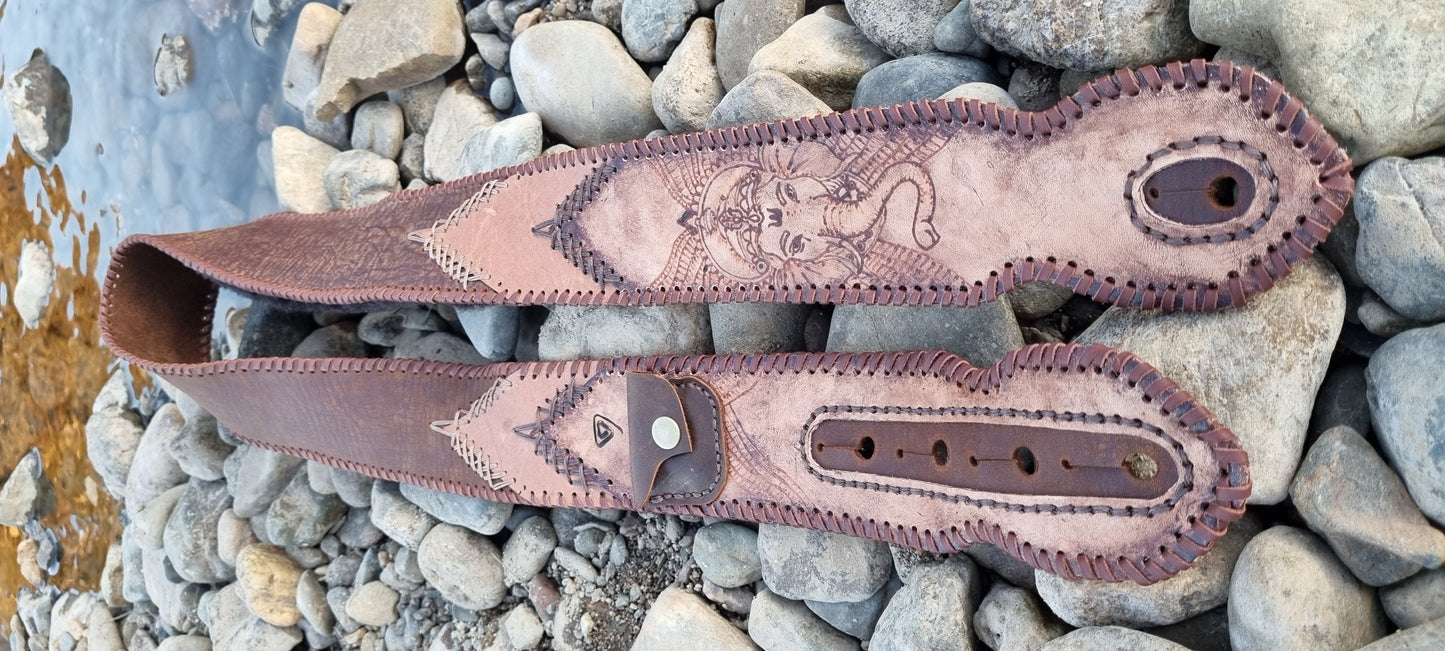 Custom leather guitar strap