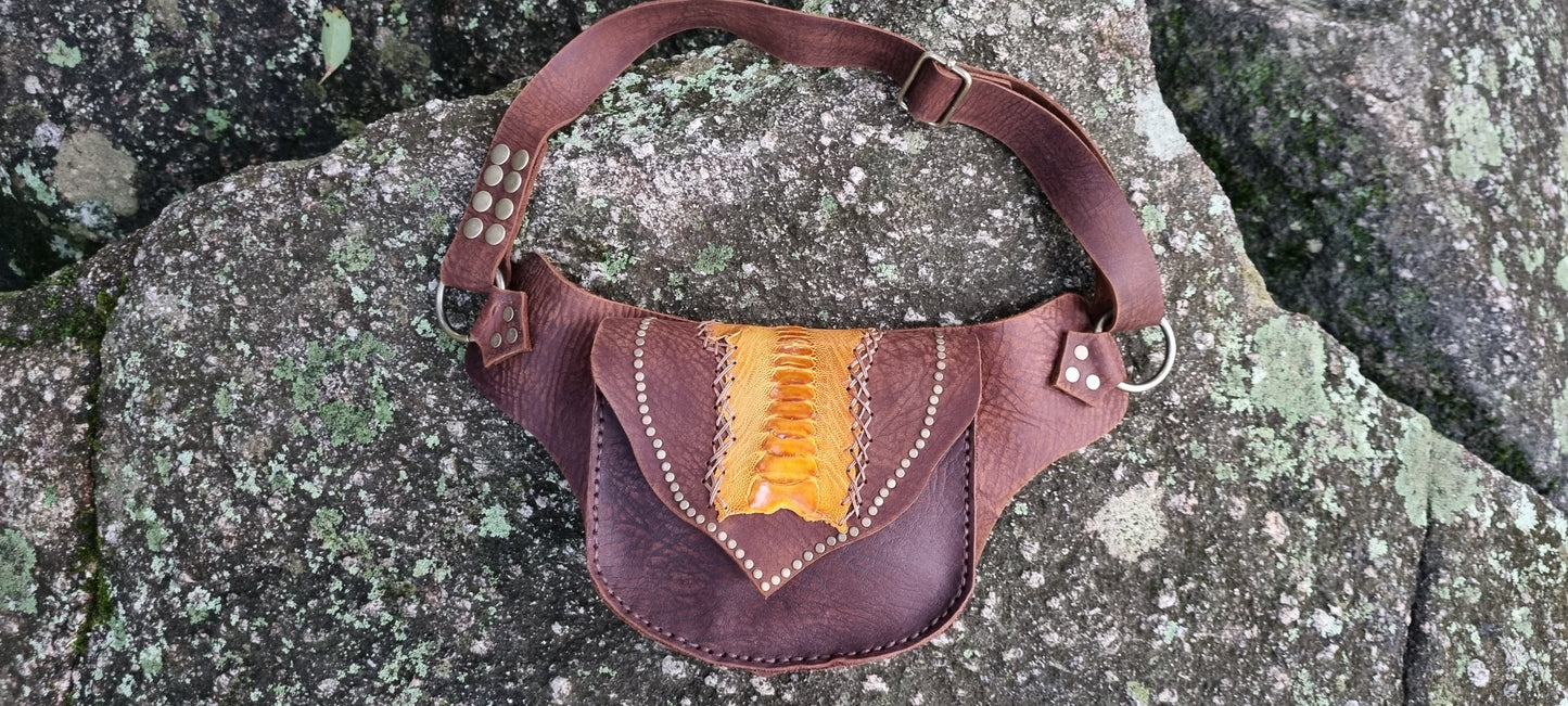 Emu skin hip bag