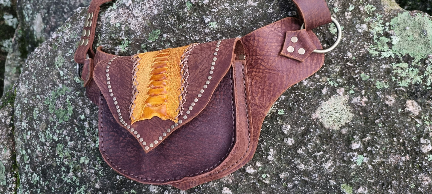 Emu skin hip bag