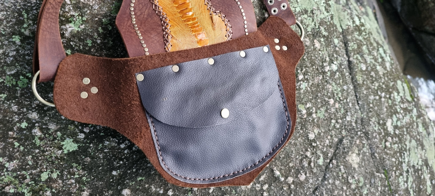 Emu skin hip bag