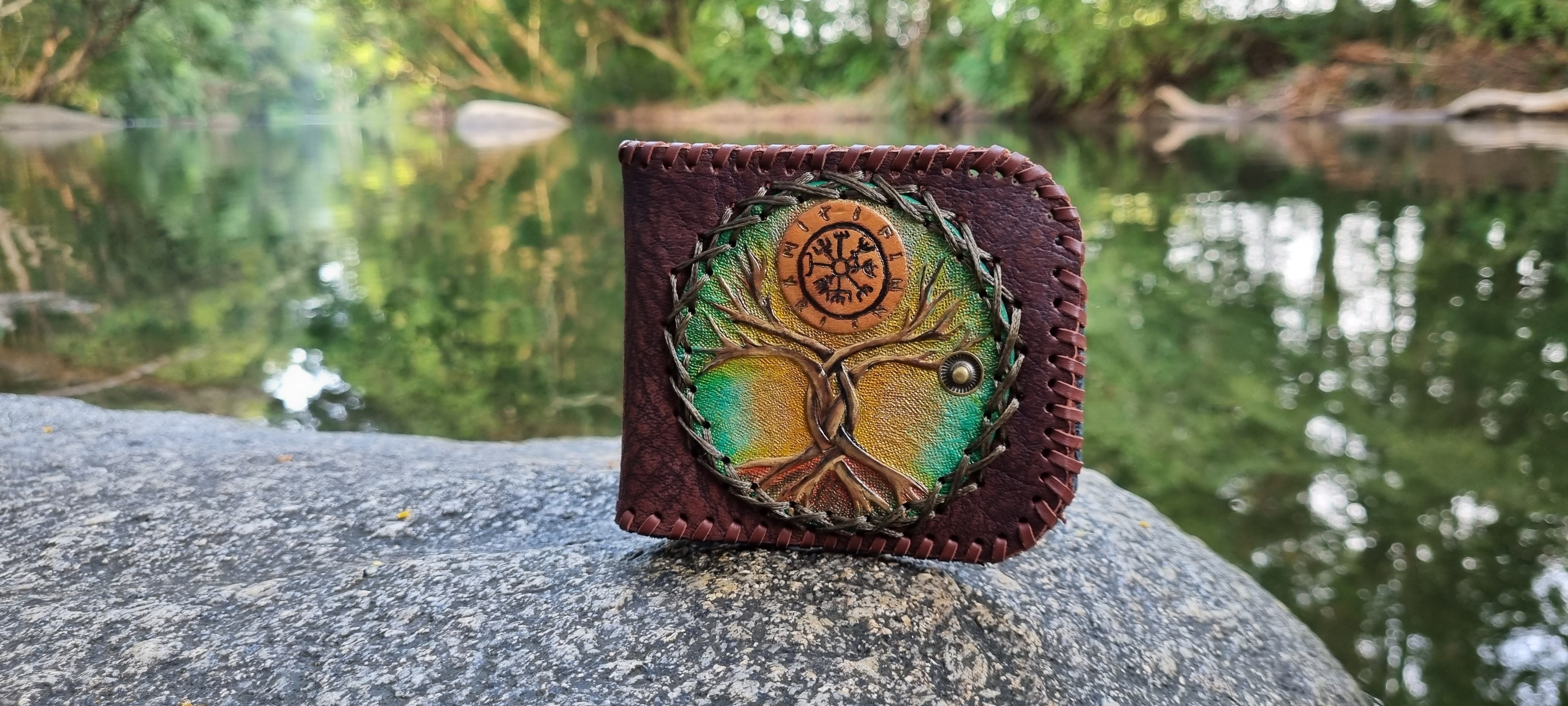 Hand stamped wallet – Sacred Skins