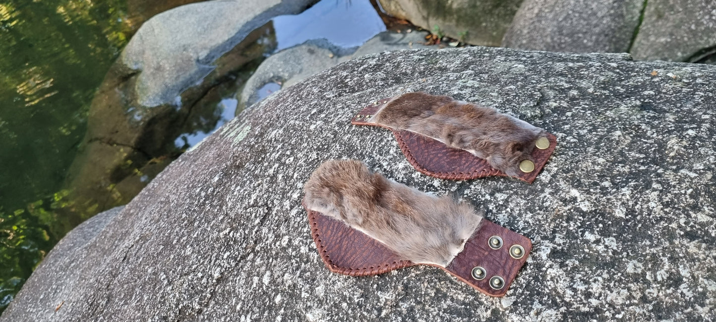 Rabbit fur leather cuffs