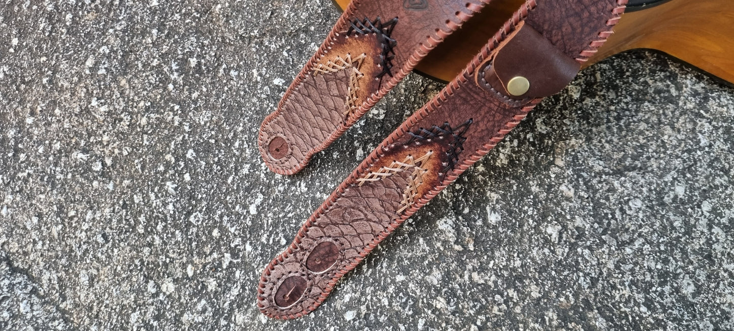 Custom leather guitar strap