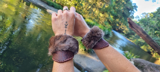 Rabbit fur leather cuffs