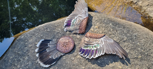 Crested pigeon wing and tail smudge fans