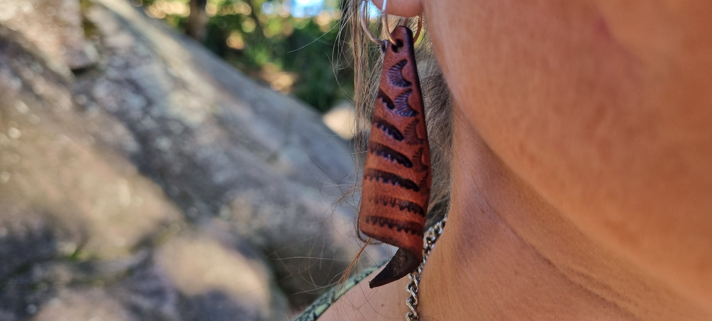 Tribal leather earrings