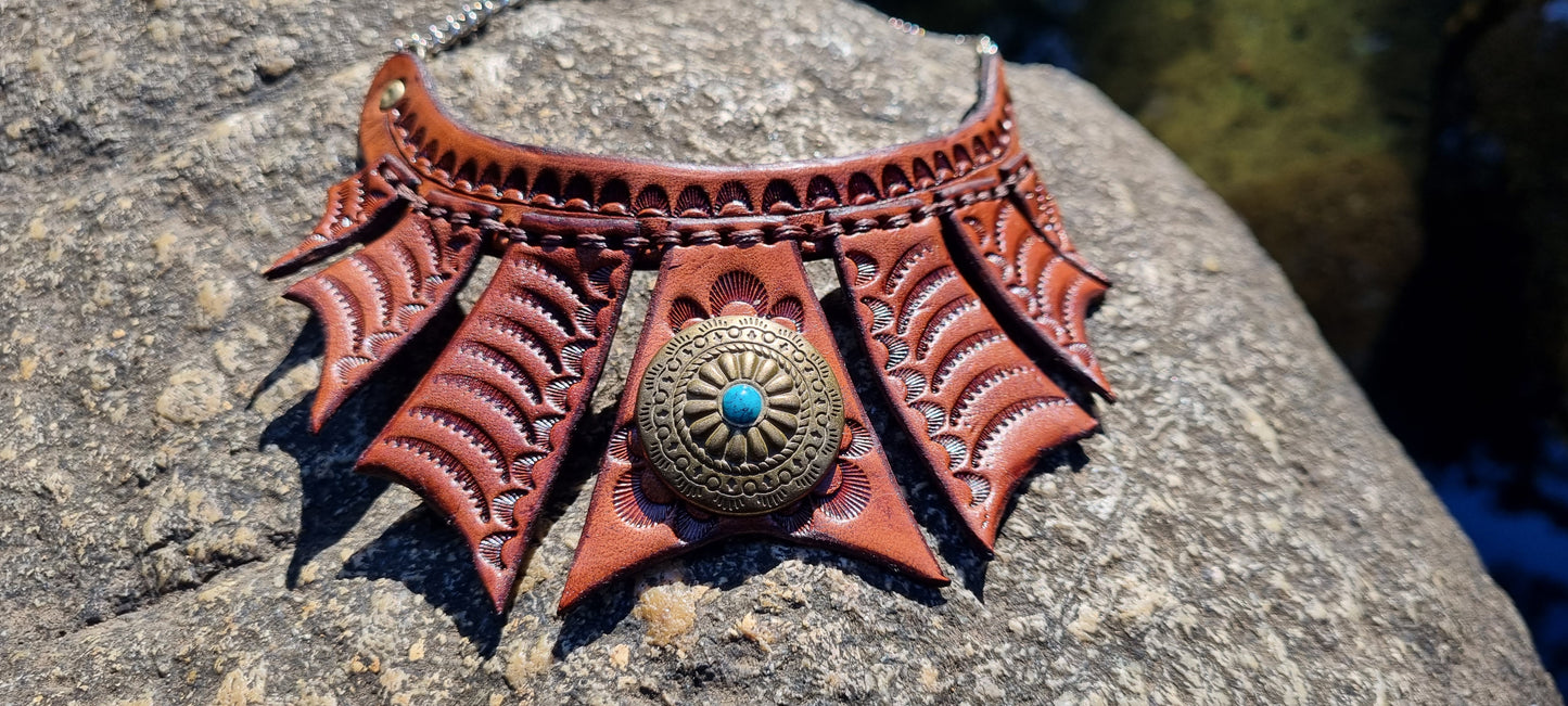 Tribal leather choker/ necklace