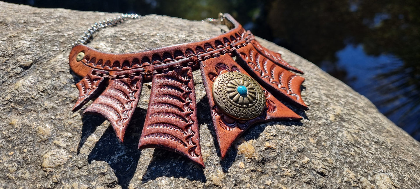 Tribal leather choker/ necklace