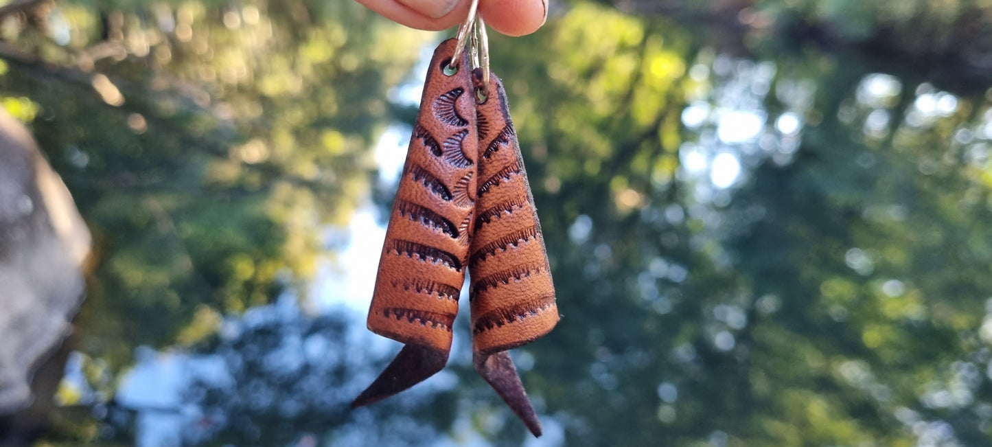 Tribal leather earrings