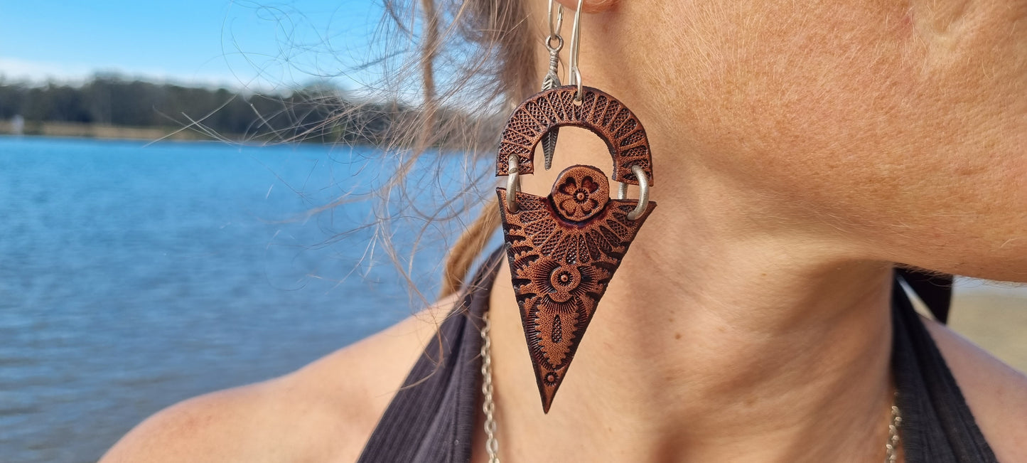 Tribal leather earrings