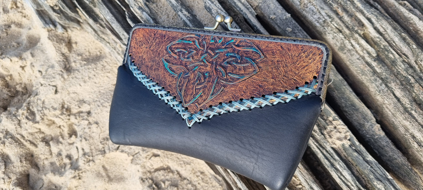 Carved clip purse