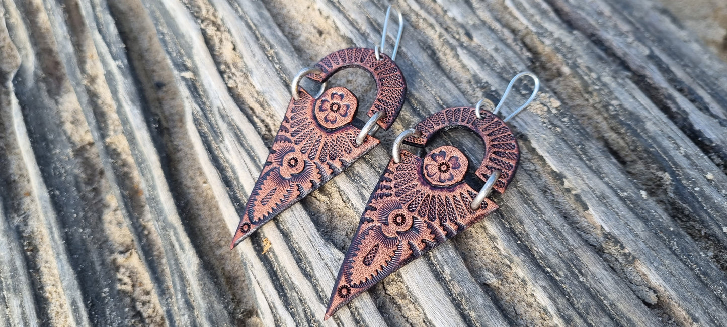 Tribal leather earrings