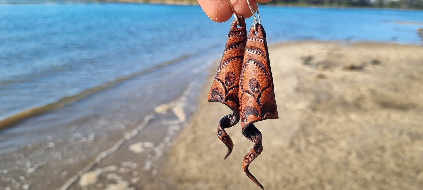 Tribal leather earrings