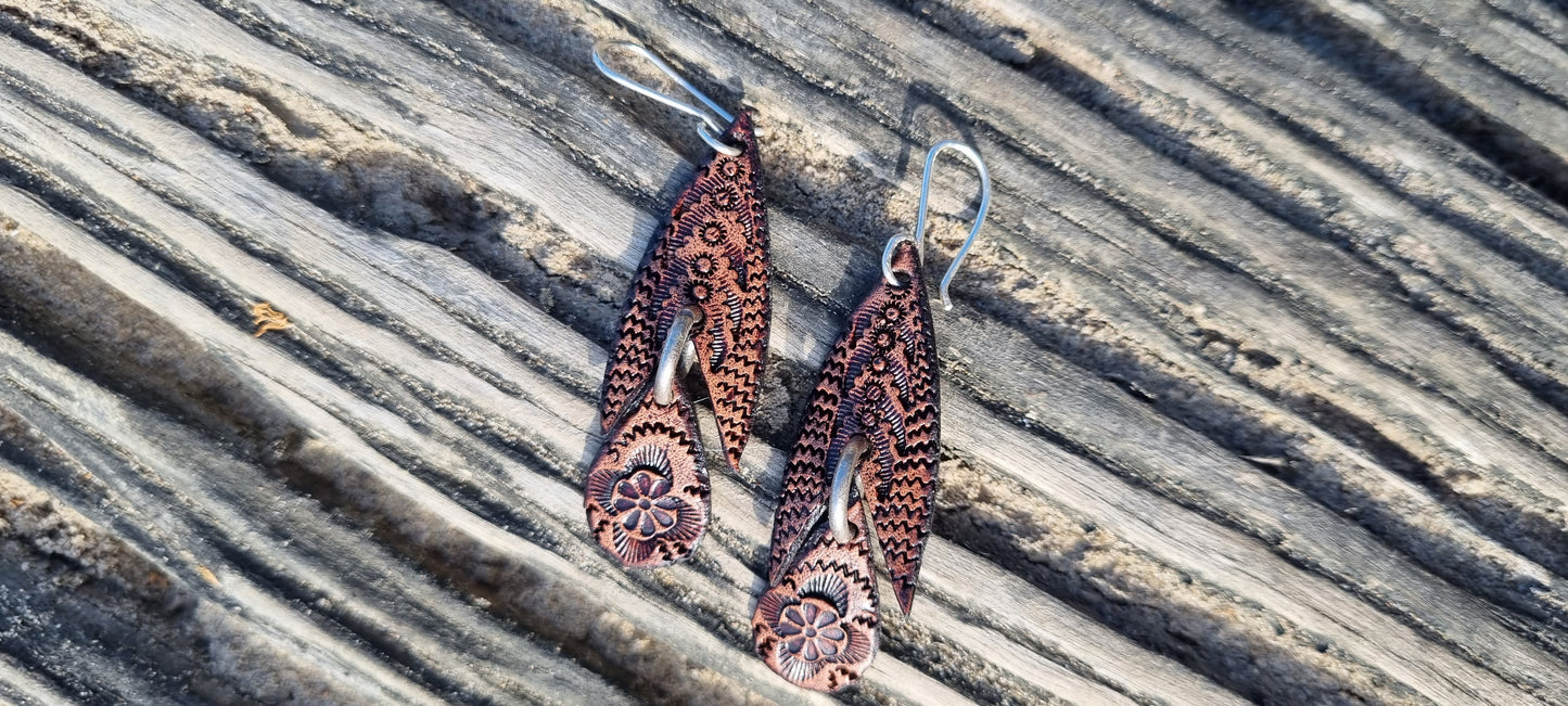 Tribal leather earrings