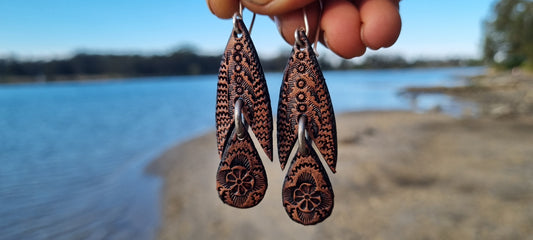 Tribal leather earrings