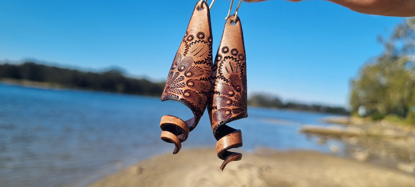 Tribal leather earrings