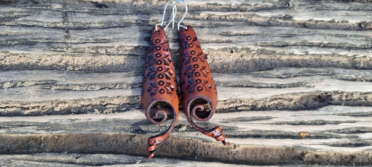 Tribal leather earrings