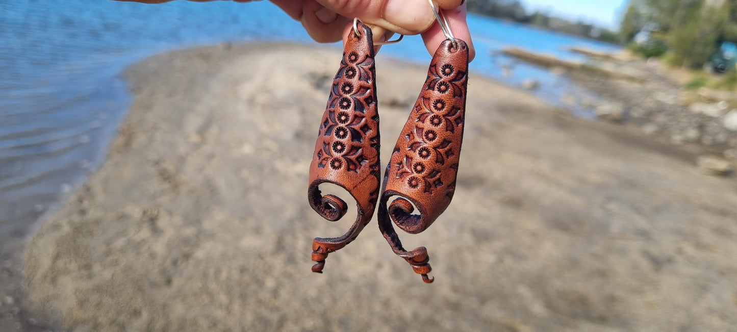 Tribal leather earrings