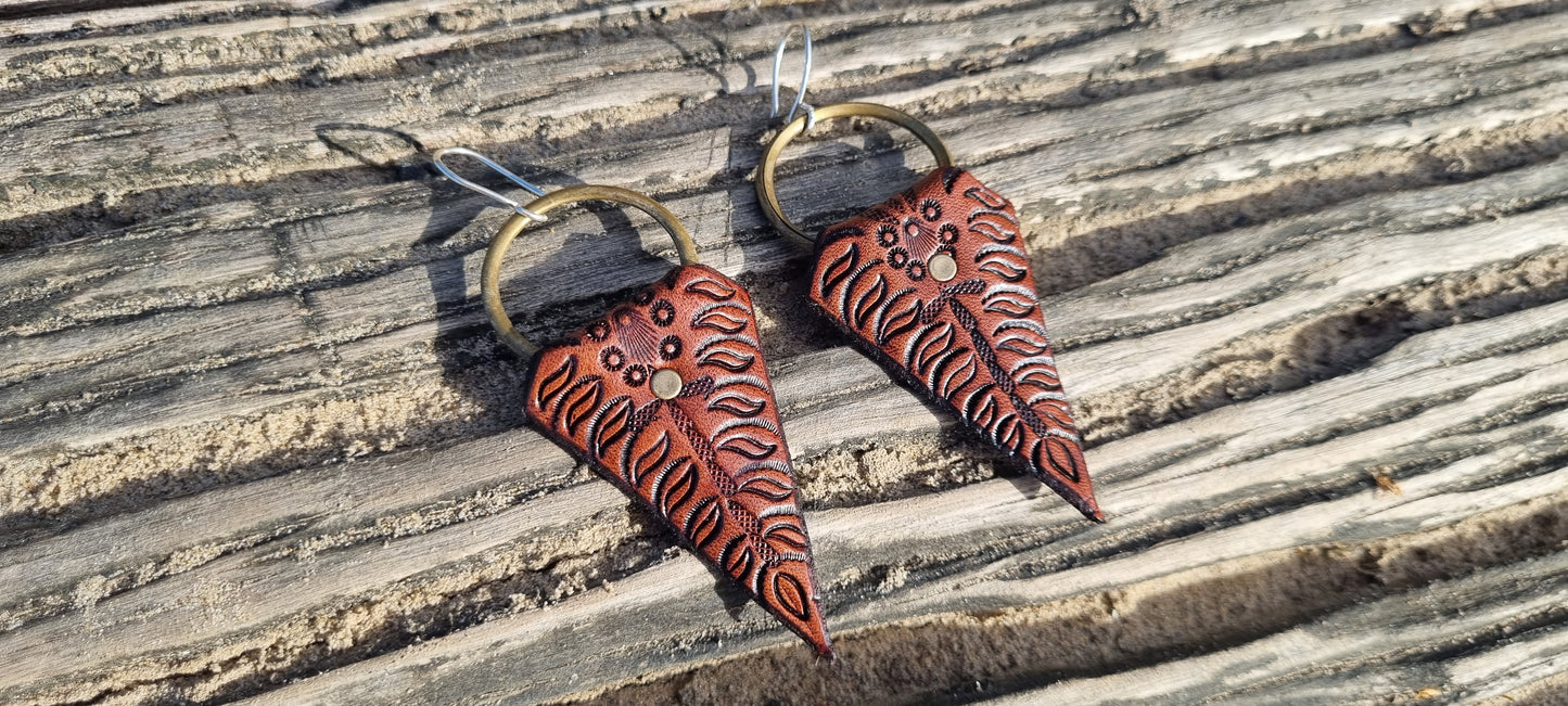 Tribal leather earrings