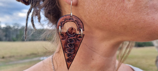 Tribal leather earrings