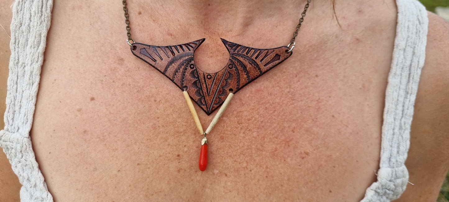 Tribal leather necklace