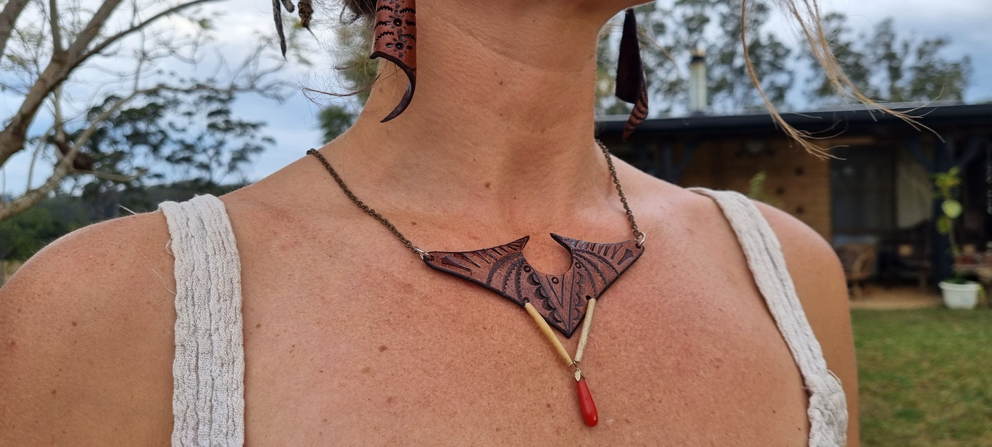 Tribal leather necklace