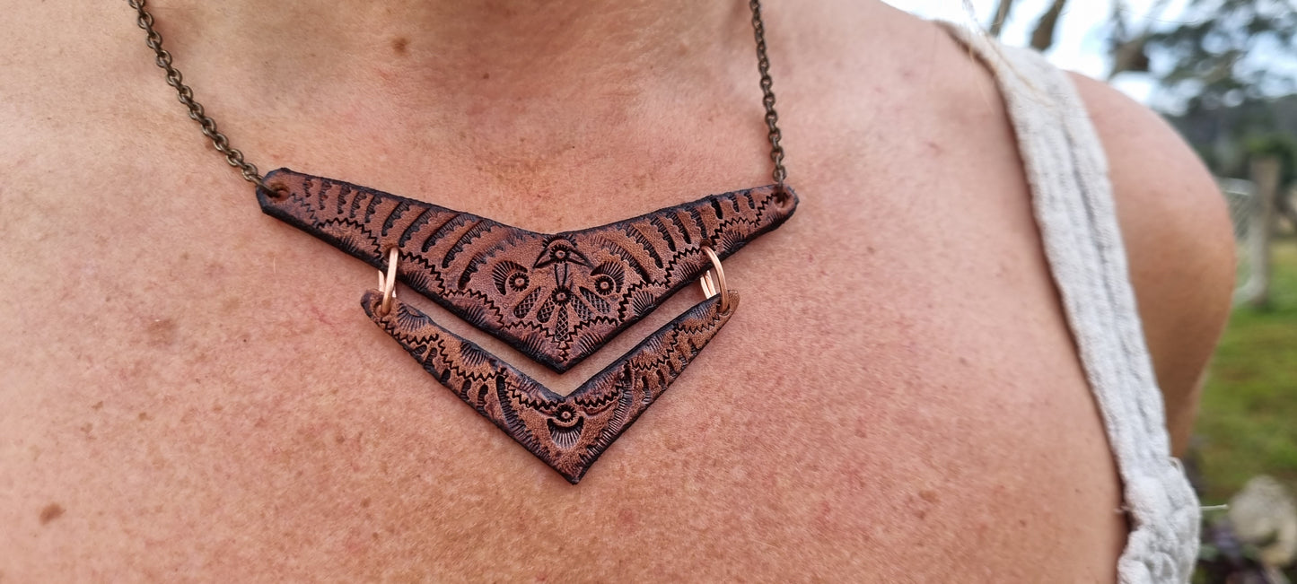 Tribal leather necklace