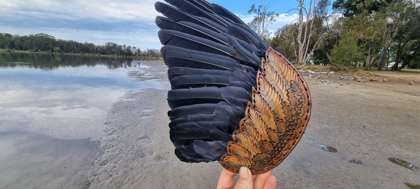 Raven wing smudge fans