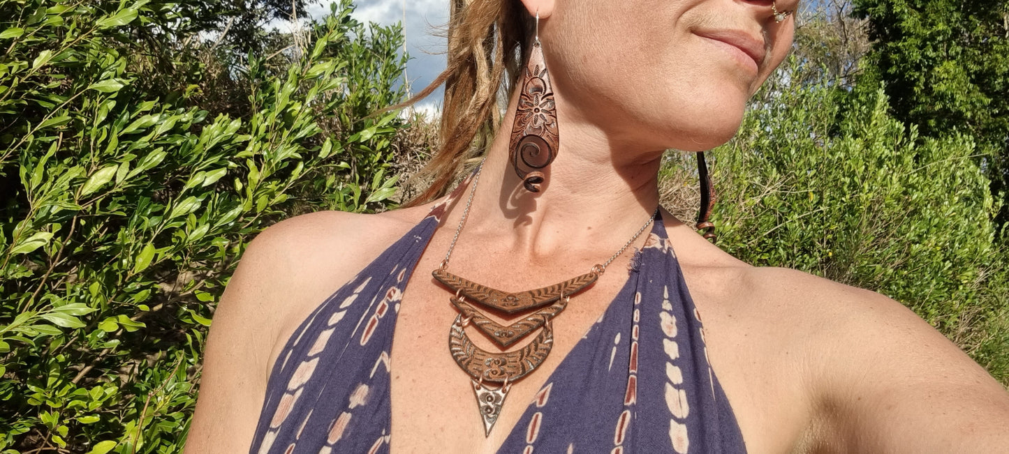 Tribal leather necklace